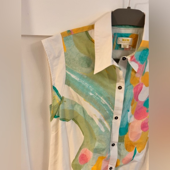 Anthropologie Maeve The Lillian Cap-Sleeve Button-Front Midi Dress- Size Small - Picture 3 of 6